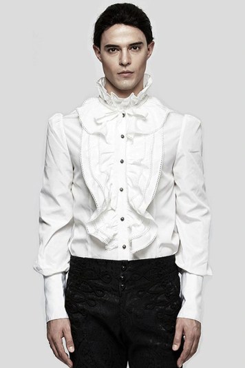 mans gothic frilly white shirt