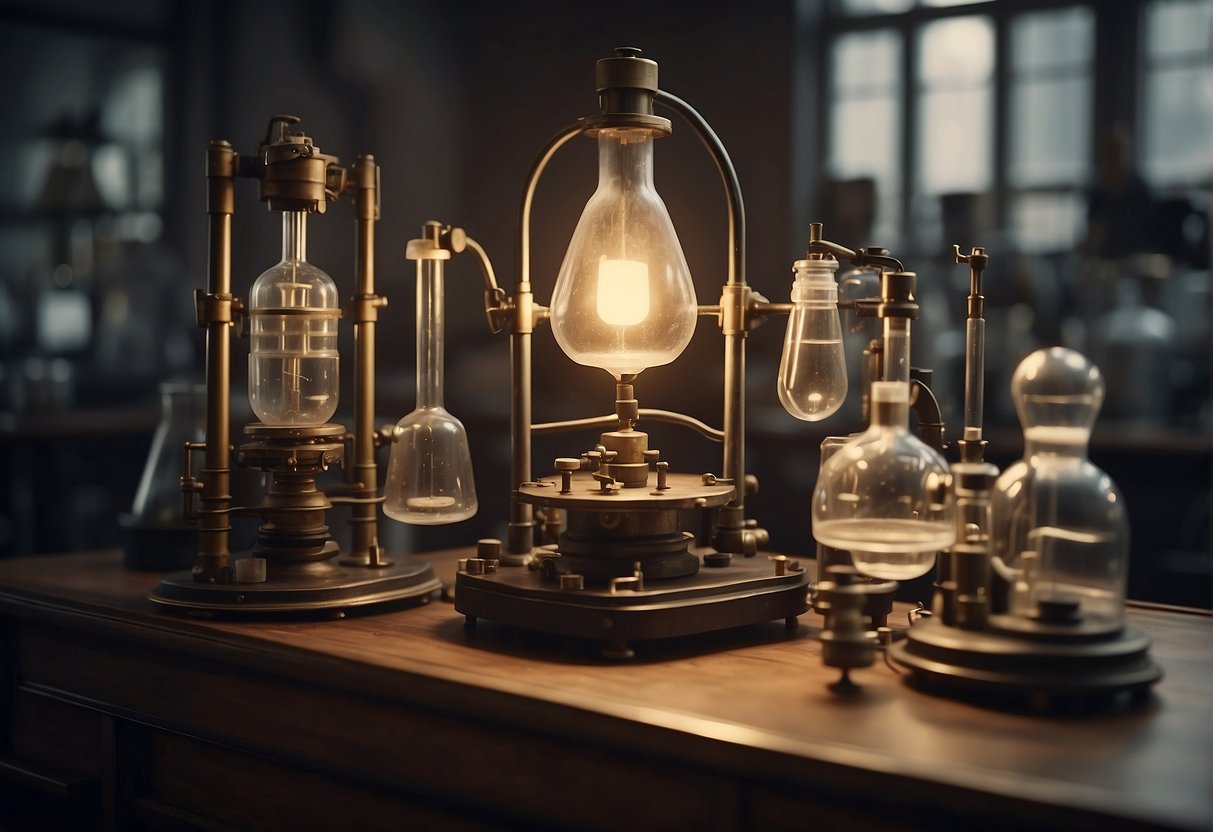 Victorian era inventions take center stage in a laboratory setting, with scientific and medical equipment displayed prominently